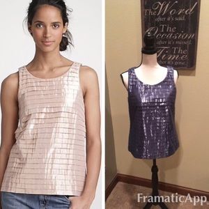 📌 J.Crew Metallic Pleated Cotton Strati Blue Tank Top